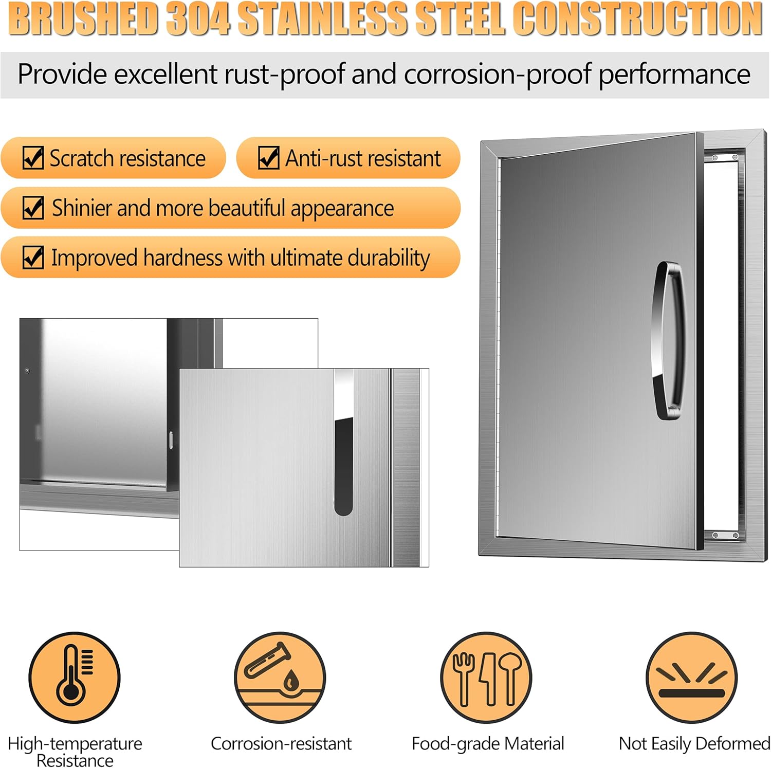 KODOM Outdoor Kitchen Doors 31W x 24H BBQ Double Access Door