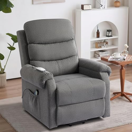 Power Lift Recliner Chair Recliners for Elderly with Heat and Massage Recliner Chair for Living Room with Infinite Position and Side Pocket