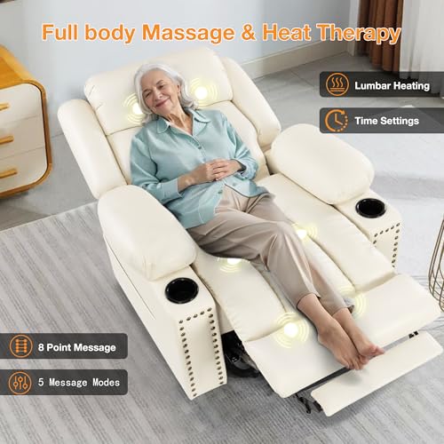 Triple Motor Large Power Lift Recliner Chair for Elderly with Heat and Massage, Lay Flat Lift Chairs for Seniors Infinite Position, Extended Footrest