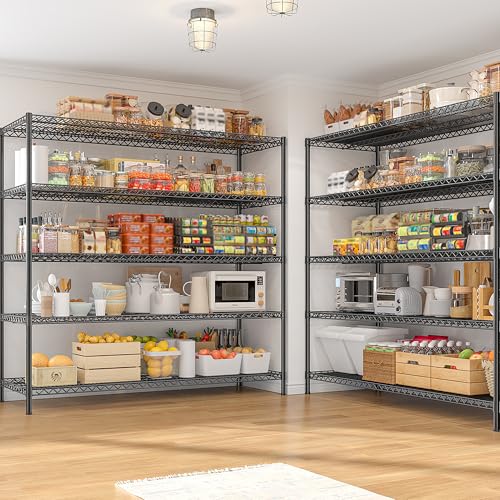 REIBII 55.5" W Storage Shelves 3200LBS Metal Shelving 5 Tier Wire Shelving Unit Garage Shelving Heavy Duty Metal Shelves for Storage Rack Commercial