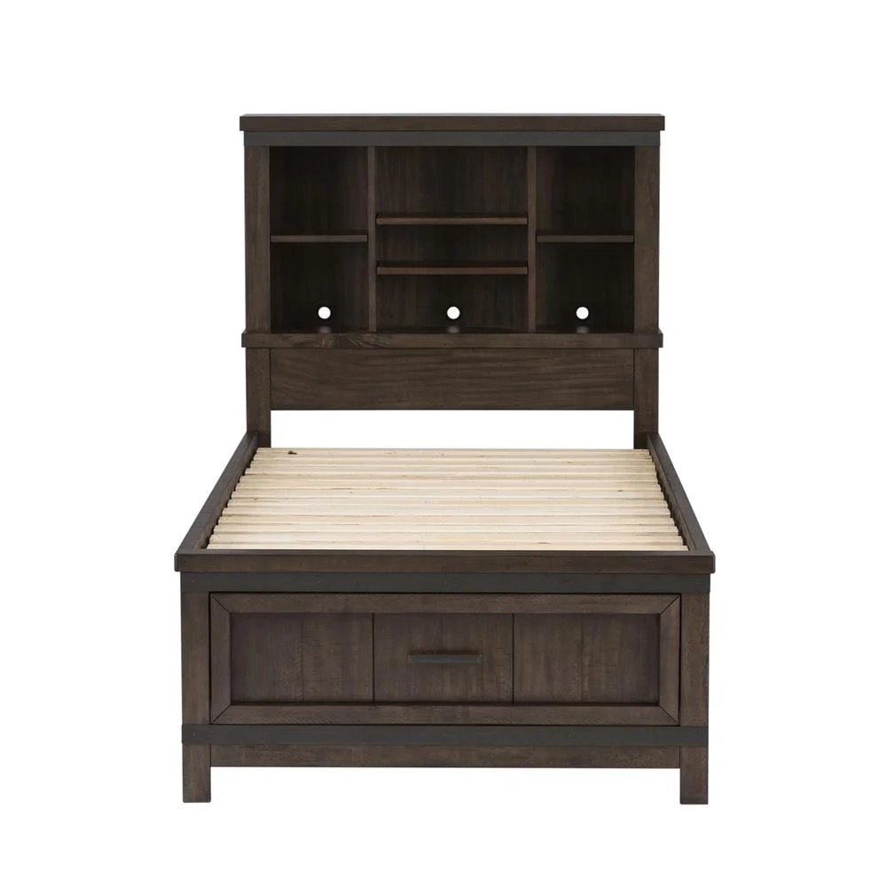 Thornwood Hills Dark Gray Twin Bookcase Bed