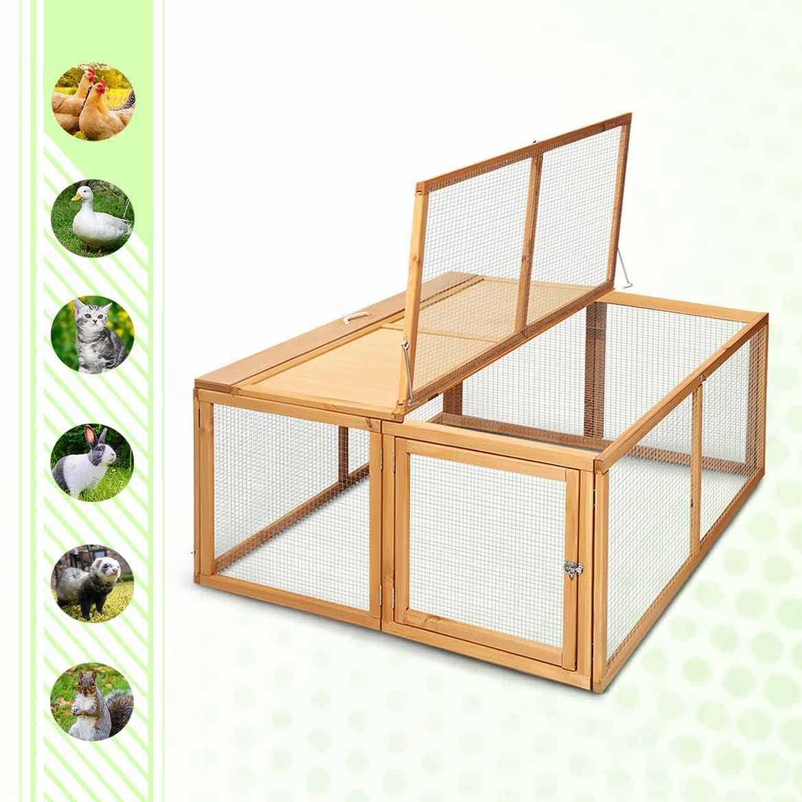 Magshion Wooden Chicken Coop Rabbit Hutch Pet cage Wood Small Animal Poultry cage Run - Pet Supplies online store