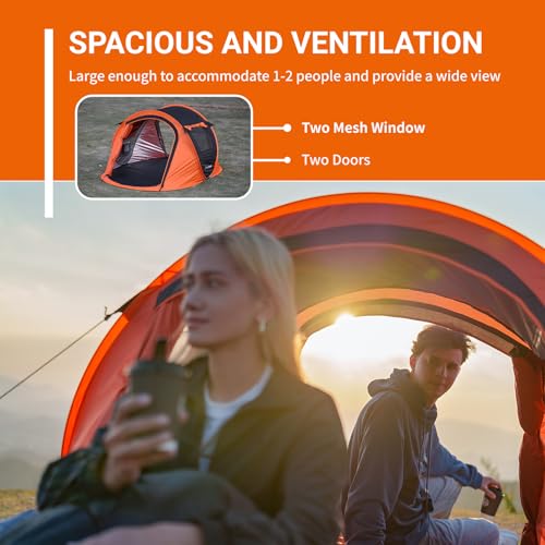 EchoSmile Camping Instant Pop Up Tent, 2/4/6/8/10 Person, Water Resistant Dome, Easy Setup for Camping Hiking and Outdoor, Portable with Carry Bag