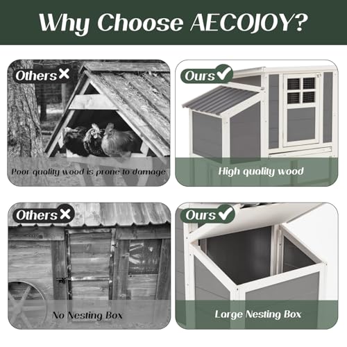 AECOJOY 98'' Extra Large Chicken Coop with Run, Wood Chicken House with 4 Nesting Boxes & Pull-Out Tray for 6-8 Chickens