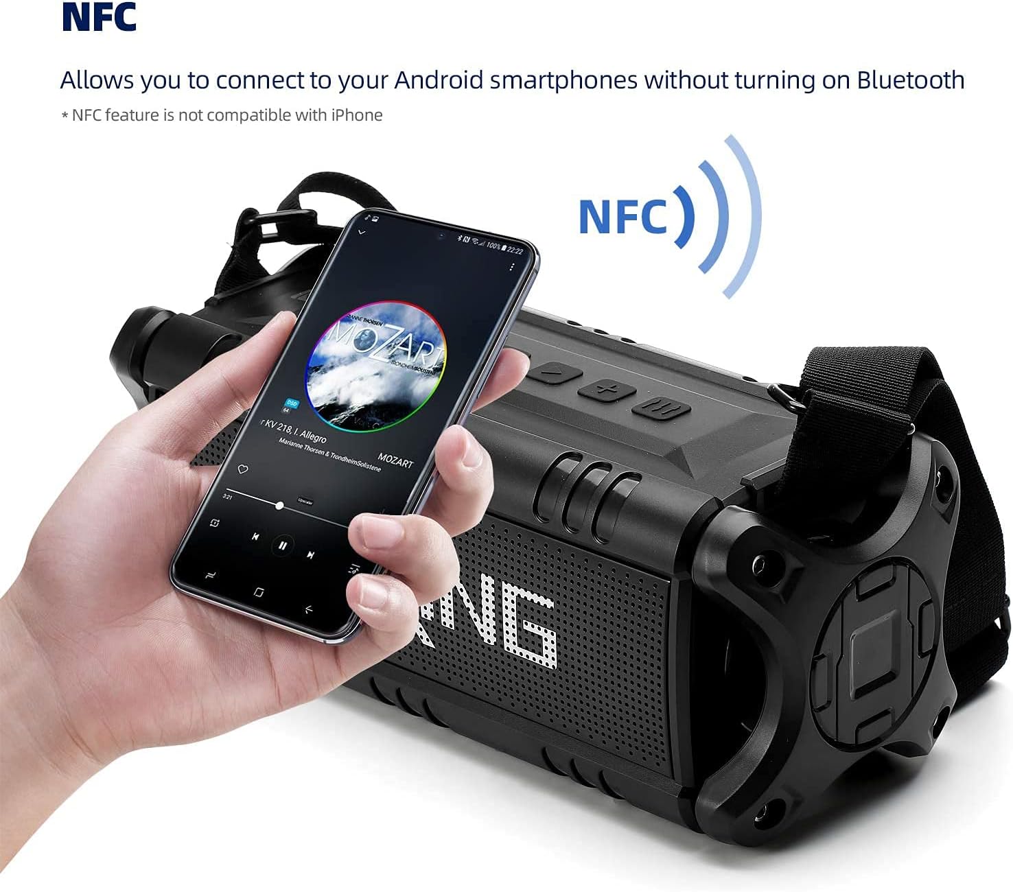 Bluetooth Speaker, W-KING 50W Powerful Bluetooth Speaker Loud IPX6 Waterproof