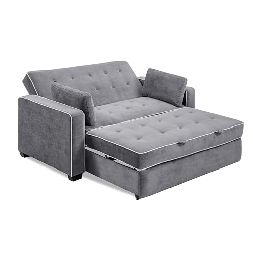 Serta Ainsley 72.6" Convertible Sleeper Sofa, Queen Size, Dreamcoil Comfort, Soft Velvet Fabric, Navy