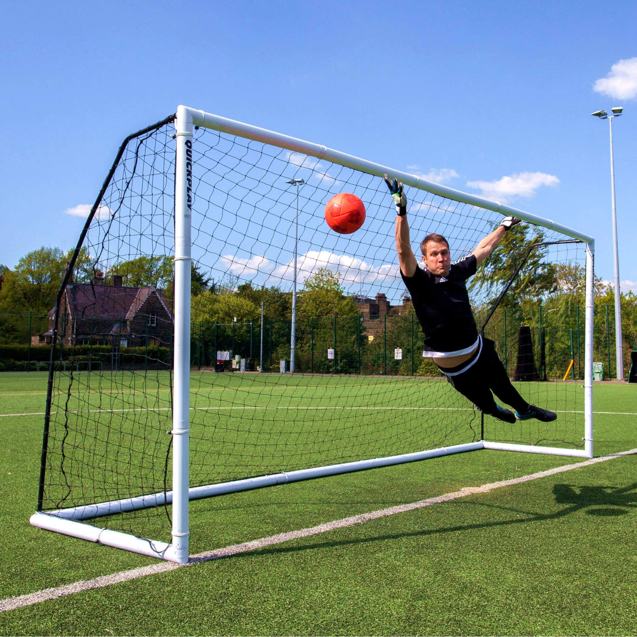 QUICKPLAY Pro Match-Fold Soccer Goal with Carry Bag [Single Goal] Professional Quality Fast Set-Up Soccer Goal, Folds Flat for S