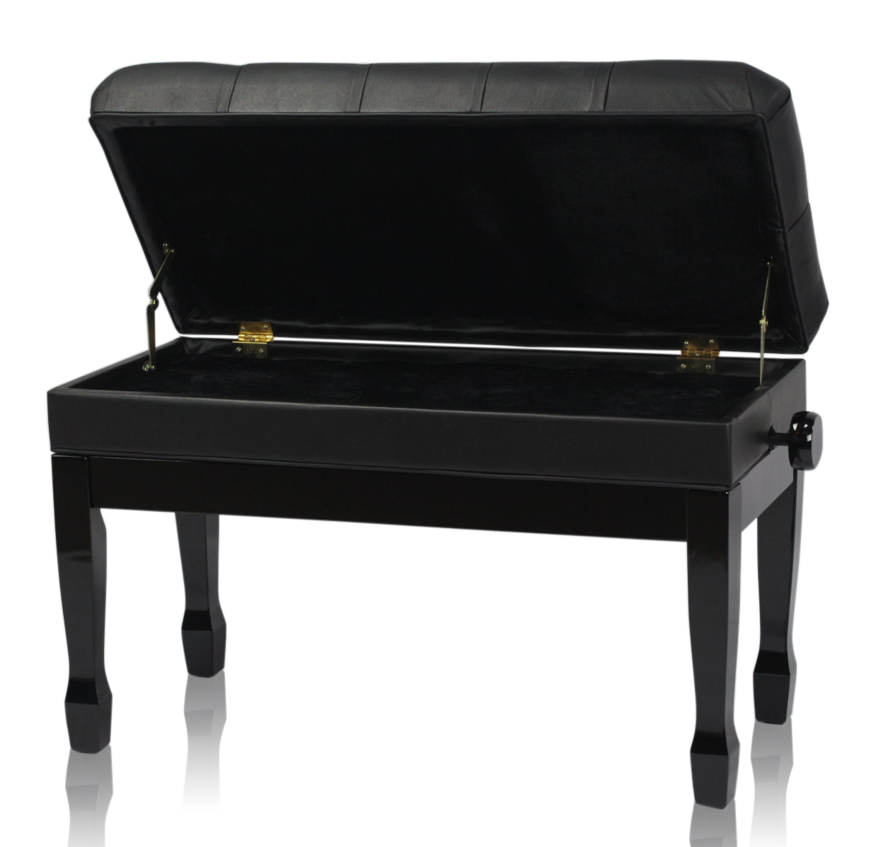 Griffin Genuine Leather Piano Bench Oversize Duet Vintage Black Solid Wood & Ergonomic Keyboard Stool 2 Person Cushion Seat & Sheet Music Book