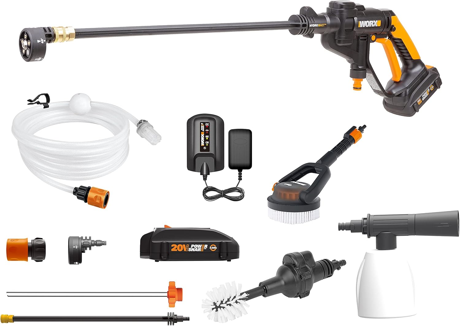 WORX 20V Cordless Pressure Washer, Portable Power Hydroshot Cleaner w/ Accessories, Battery & Charger