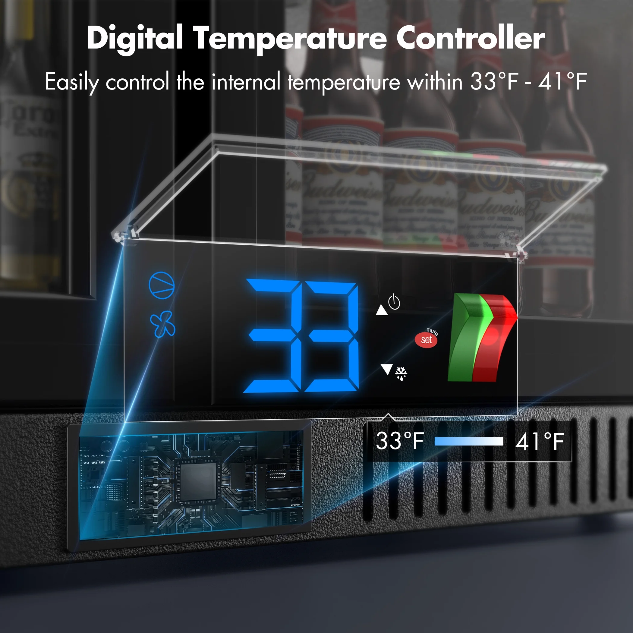Coolski Back Bar Cooler Commercial Undercounter Refrigerator with 2 Glass Door