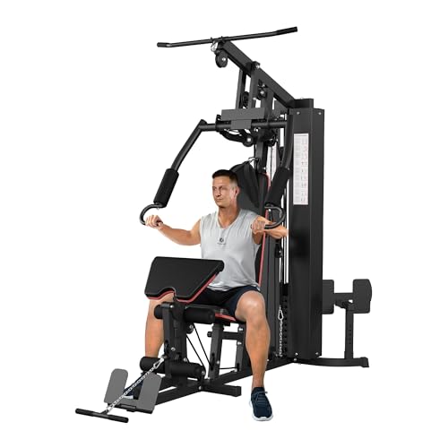 Multifunctional Home Gym Equipment, Workout Station with 150LBS Weight Stack, Full Body Workout Equipment with Pulley System