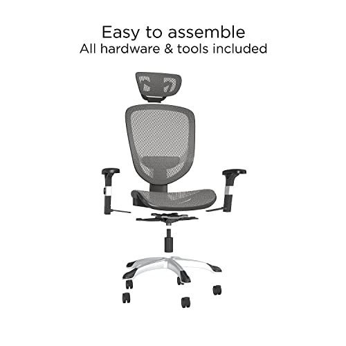 STAPLES Hyken Ergonomic Swivel Task Chair, Adjustable with Breathable Mesh & Lumbar Support, Perfect for Home & Office, Charcoal Gray