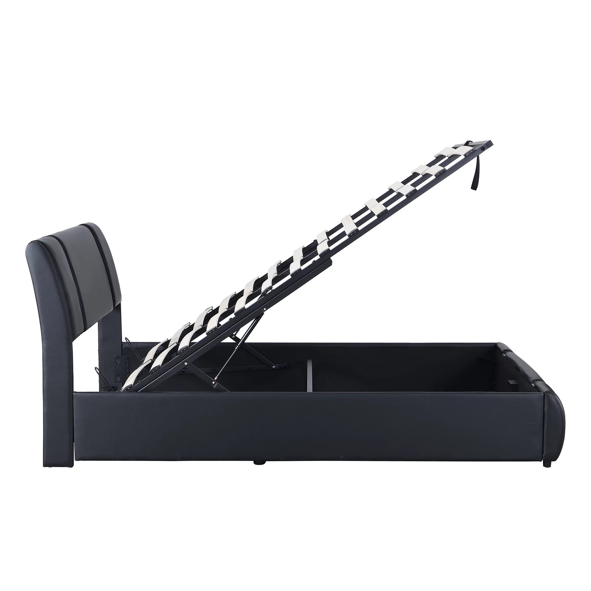 Churanty Queen Size Lift Up Storage Bed,PU Upholstered Platform Bed with Hydraulic Storage System and Headboard,Black