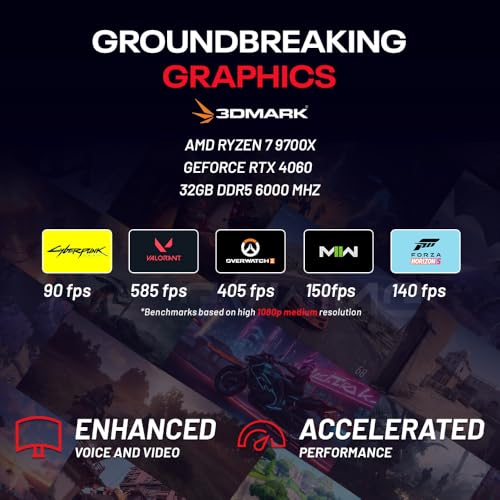 Skytech Gaming Azure 3 Desktop PC, Ryzen 7 9700X 3.8 GHz (5.5GHz), NVIDIA RTX 5060, 1TB NVMe SSD, 32GB DDR5 RAM 6000 RGB, 850W Gold ATX 3 PSU