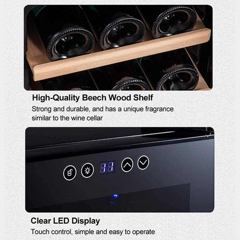 Mini Wine Cooler 8 Bottle Thermoelectric Wine Cellar Fridge Small Countertop Constant Humidity Wine Refrigerator Wooden Shelves Glass Door Black