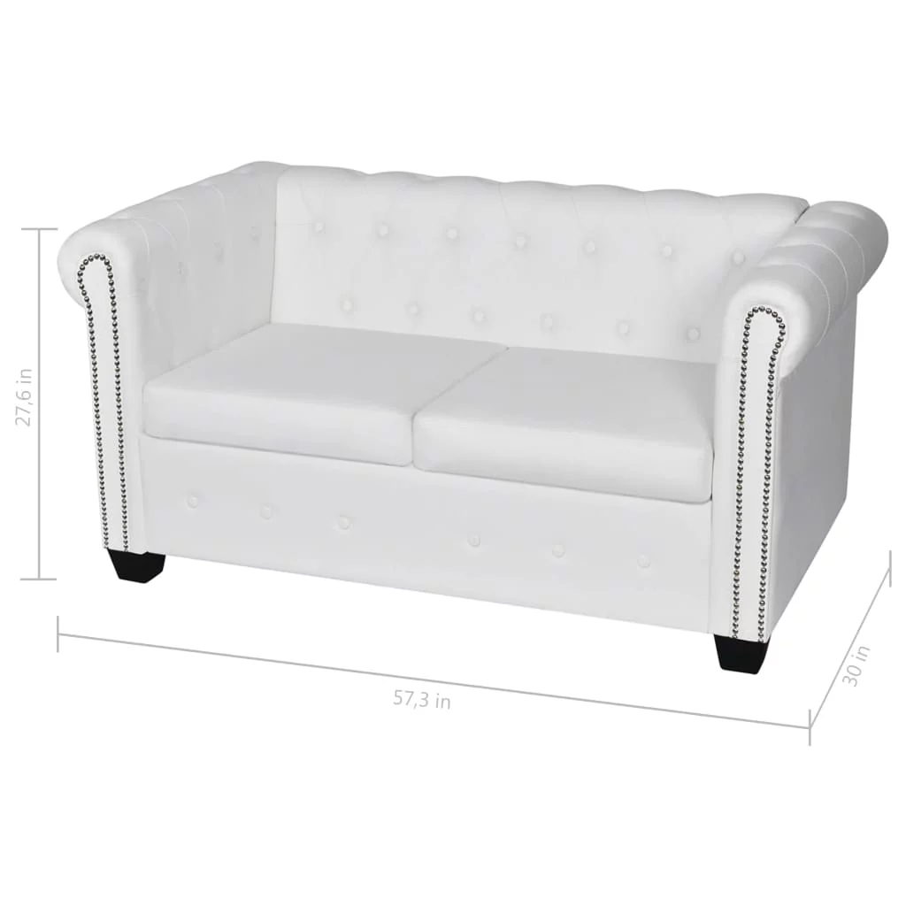 Chesterfield 2-Seater Artificial Leather White
