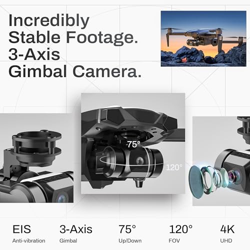 BEZGAR BD901 Drones with Camera for Adults 4K Long Range - Foldable Mini Drone with 4K Video, 3-Axis Gimbal, 3KM Transmission, 23 Mins Flight Time