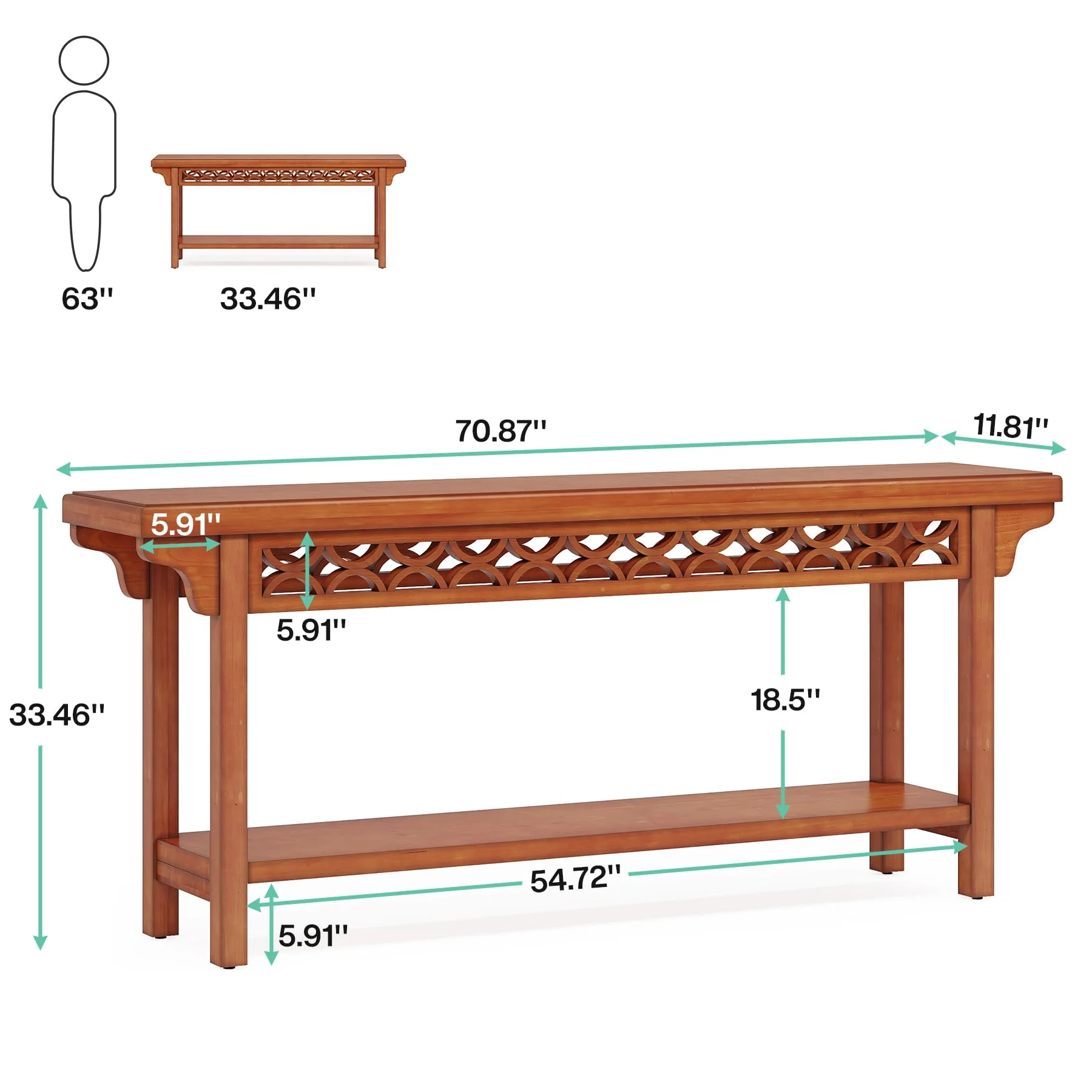 Tribesigns 70.8 inch Solid Wood Long Console Table, Farmhouse Entryway Table Sofa Table for Living Room Hallway