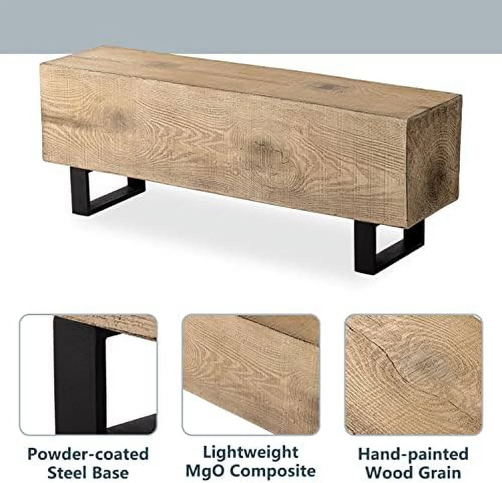 KHBIULIFE Patio Log Bench  Rectangular MgO Garden Bench  48.4 x 11.8\u201D Outdoor Bench  Rustic Bench for Yard or Lawn(Color Walnut)