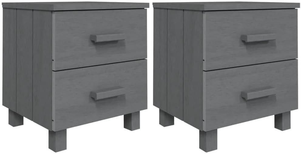 [NEW] Solid Wood Bedside Cabinets - Dark Gray Allesoky HAMAR 2-piece5.3.7.5 - Stylish and Sturdy Solution for Your Bedroom-Gray