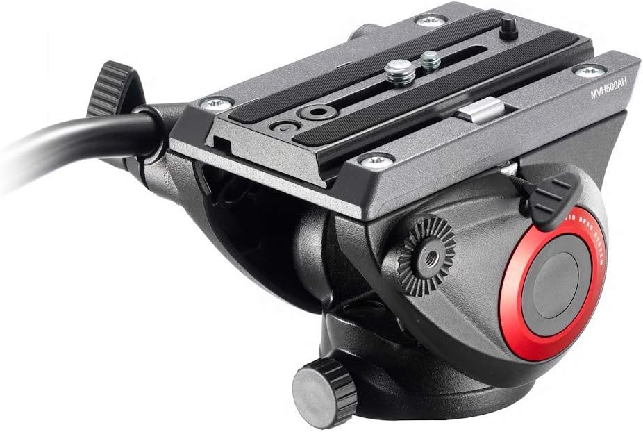 Manfrotto MVH500AH, Lightweight Fluid Video Head with Flat Base, Sliding Plate for Rapid Camera Connection, Supports Multiple Tripods