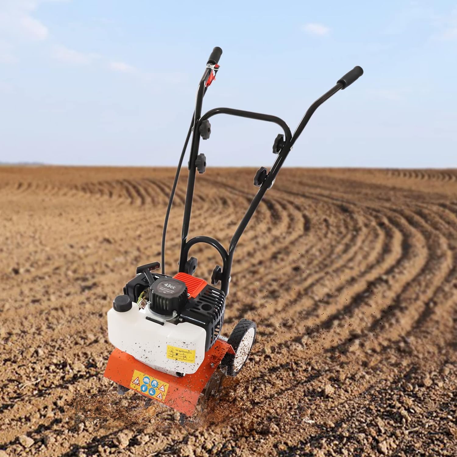 43cc Cultivator Tiller, 1.7HP 1.25KW Earth Mini Cultivator Tiller, 2-Cycle Viper Engine Lawn Tiller