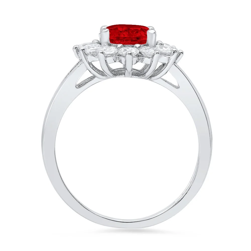 2.72ct oval cut red natural garnet 18k white gold anniversary engagement halo ring size 8.25
