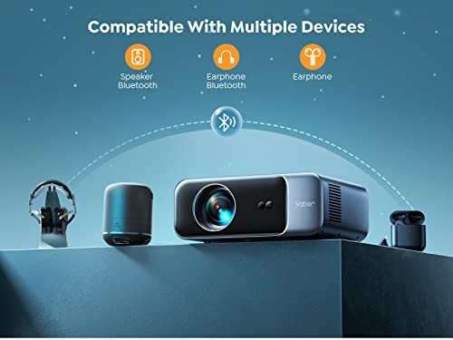 [Auto Focus] YABER Pro V9 4K Projector with WiFi 6 and Bluetooth 5.2, 500 ANSI Native 1080P Outdoor Movie Projector, Auto 6D Keystone & 50% Zoom