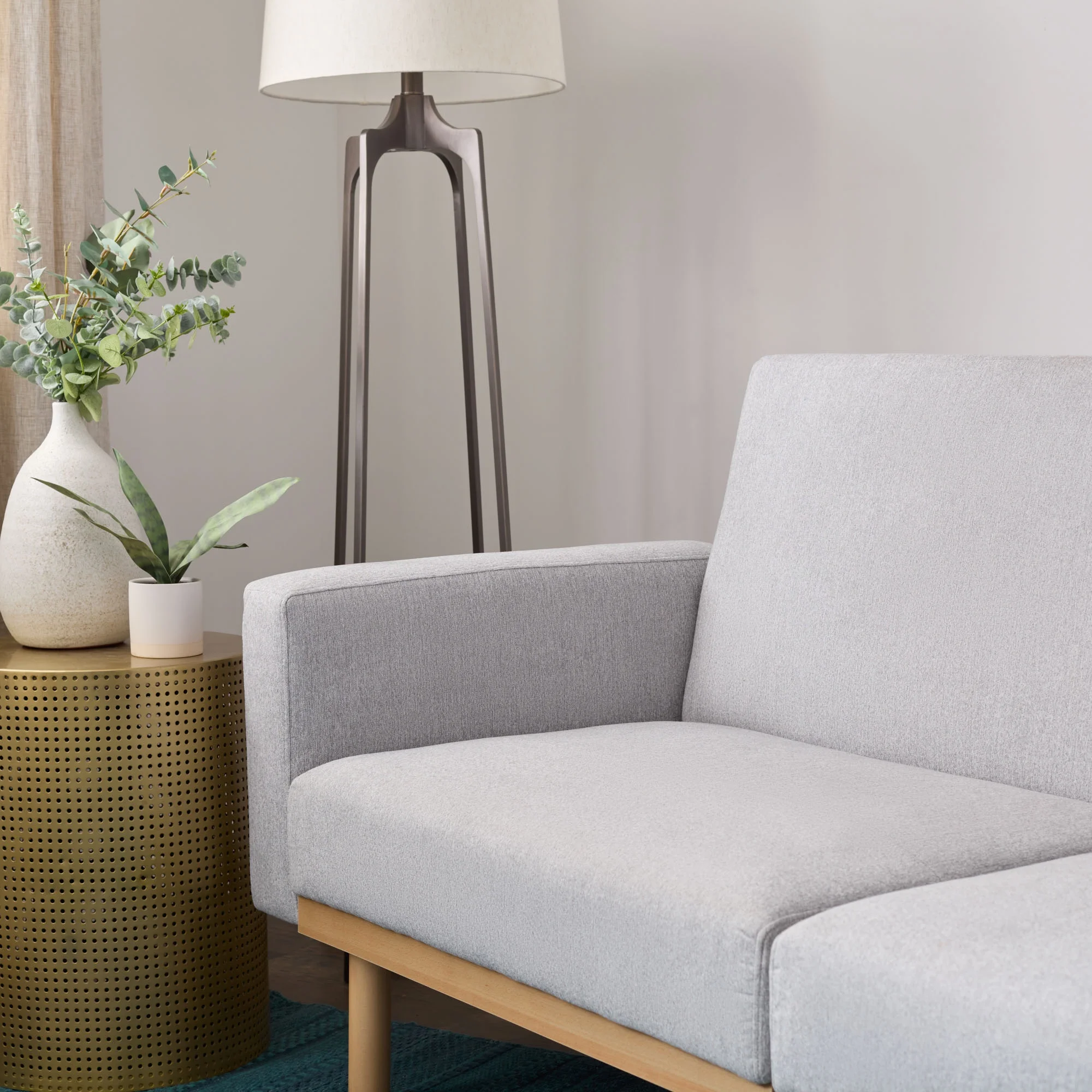 Mayview Upholstered Wood Base Futon, Light Gray
