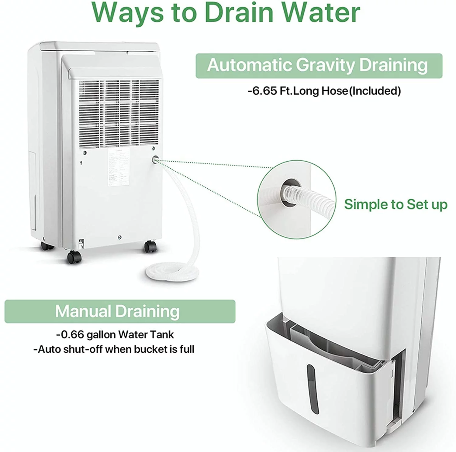 Waykar 34 Pints Dehumidifier for Basement and Home with Drain Hose, Spaces up to 2000 Sq Ft, with Auto or Manual Drainage