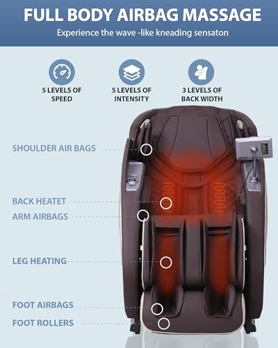 4D Massage Chair: Full Body Zero Gravity Massage Chair Full Body SL Track Chair Massage Black