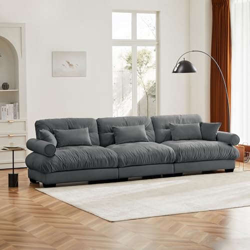 130" Modular Sectional Sofa,Velvet Upholstered Couches for Living Room,3 Seater Green Sofa Couch with Movable Ottoman