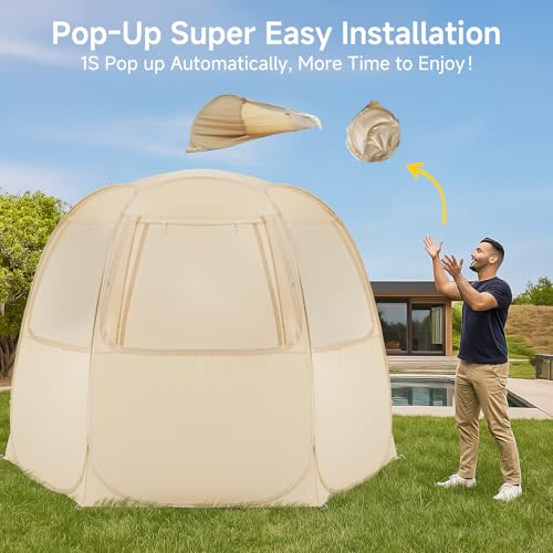 Alvantor Screen House Gazebo, 6-10-15 Person Pop Up Igloo Screened Canopy Tent with Mosquito Netting Sides