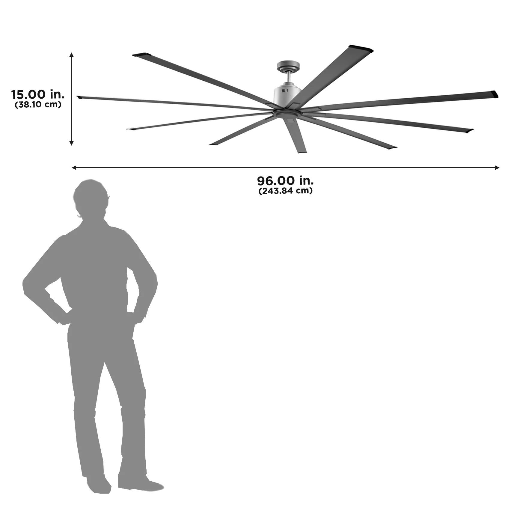 Maxx Air ICF96UPS 96" Industrial Ceiling Fan, High Powered High CFM Ceiling Fan w/ Remote