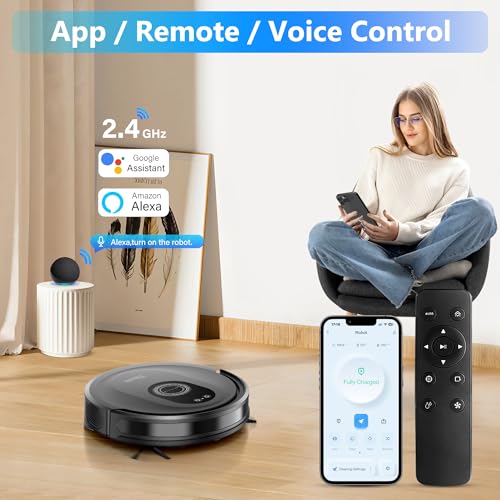 Tikom Robot Vacuum and Mop Combo, 5000Pa Robotic Vacuum Cleaner, 150 Min Max, App & Remote Control, Ideal for Hard Floor, Carpet, Pet Hair