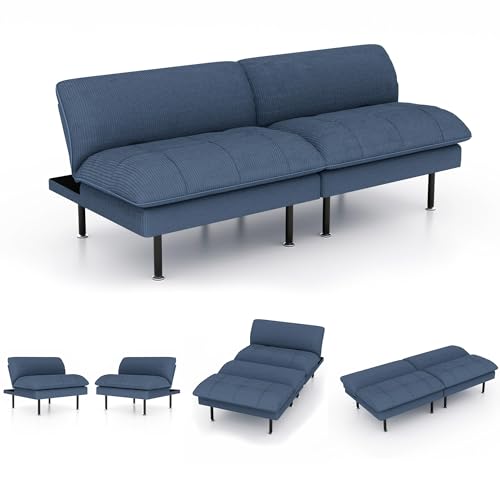 70" Futon Sofa Bed, 4 in 1 Multi-Function Couch Sleeper with Adjustable Backrest, Modern Convertible Futon, Recliner Small Loveseat for Living Room