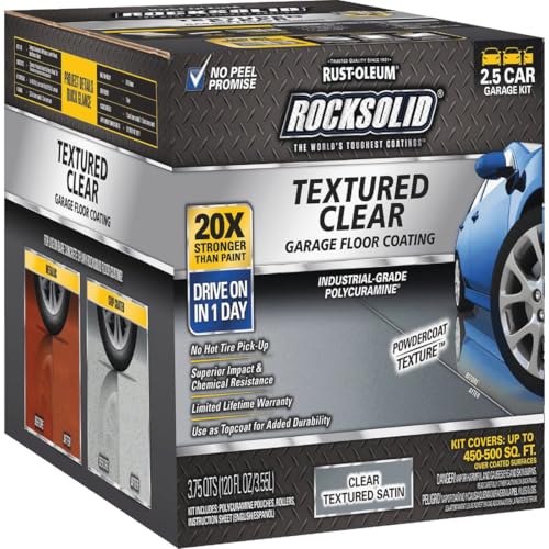 Rust-Oleum 317382 RockSolid Garage Floor Coating, 2.5 Car Kit, Textured Clear