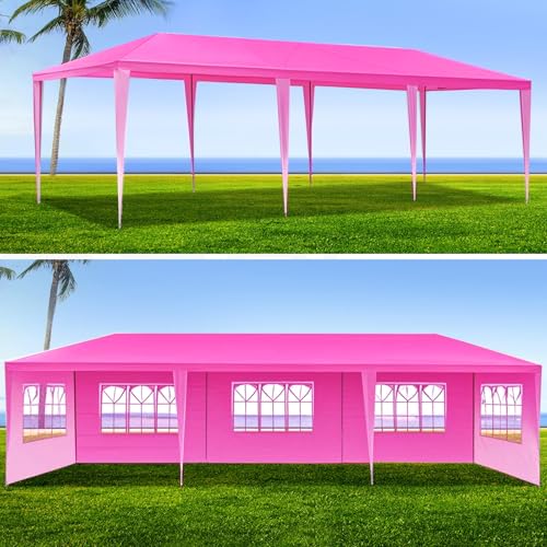 10'X30' Outdoor Party Tent Gazebo with 8 Removable Sidewalls, Large Wedding/Event Canopy Marquee Featuring Windows