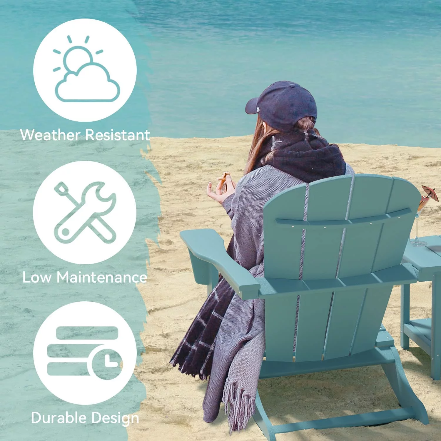 WILLIAMSPACE Adirondack Chairs Set of 2, Lifetime Outdoor Adirondack Chair Oversized Fire Pit Chair