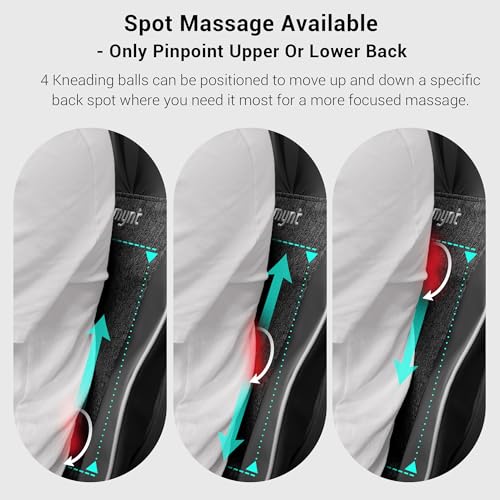 Mynt FSA HSA Eligible 3D Shiatsu Neck and Back Massager for Chair with 10 Deep Kneading Nodes, Back Massage with Heat
