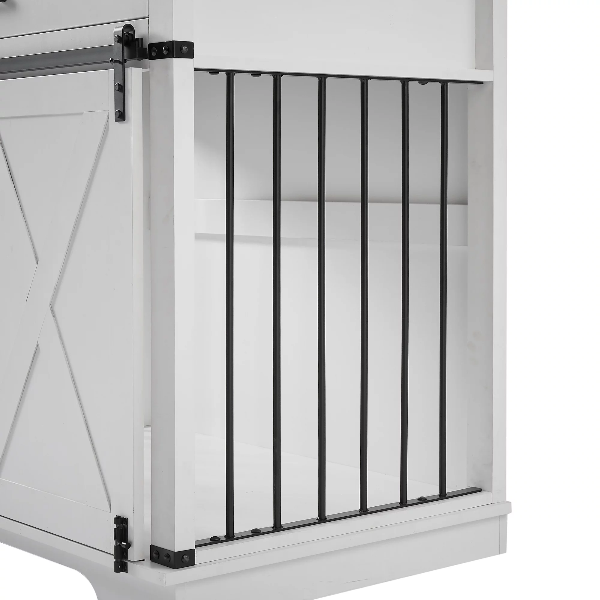 HUTWIFE Wooden Dog Crate with Sliding Barn Door, Wooden Pet Crate End Table, Dog Cage for Medium Dogs, White - Radiant Selections