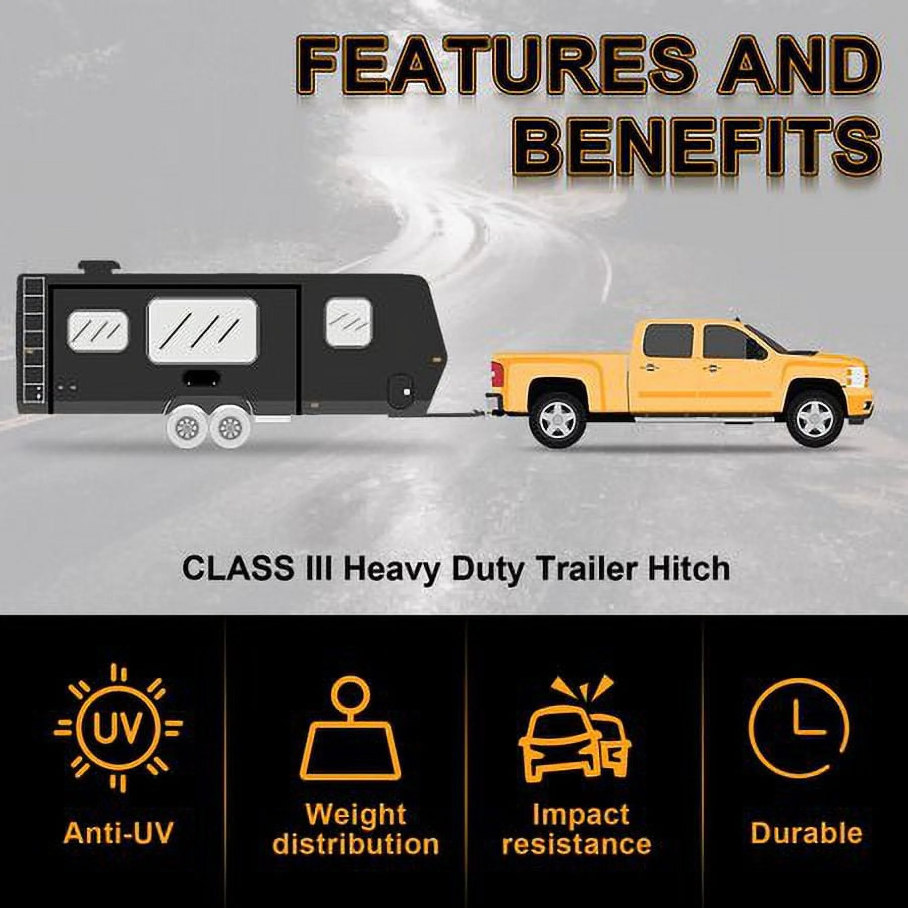 Kojem Trailer Hitch Fit for 2008-2020 Dodge Grand Caravan Class 3 Trailer Tow Hitch Receiver 2" Fit for Chrysler Town & Country RAM C/V Tradesman