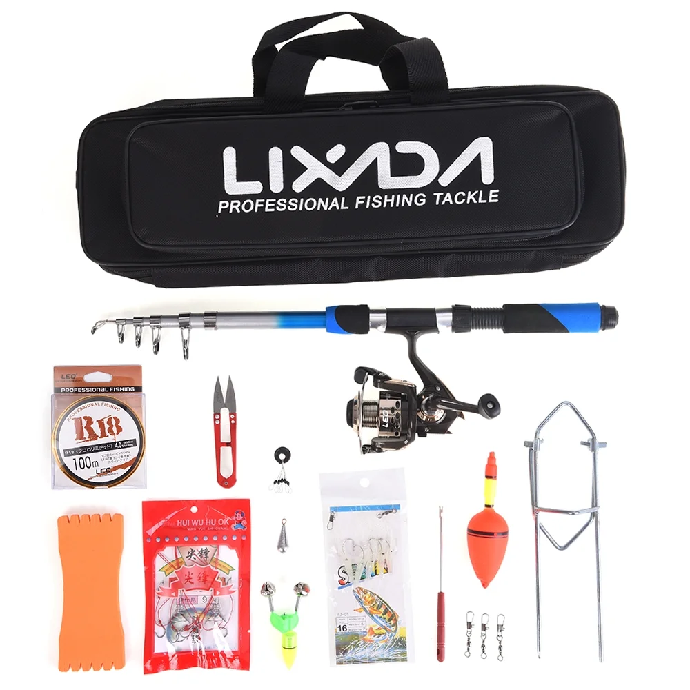 Lixada Fishing Rod Kit, Fiberglass Telescopic Fishing Pole, Professional Travel Fishing Pole Rod Set
