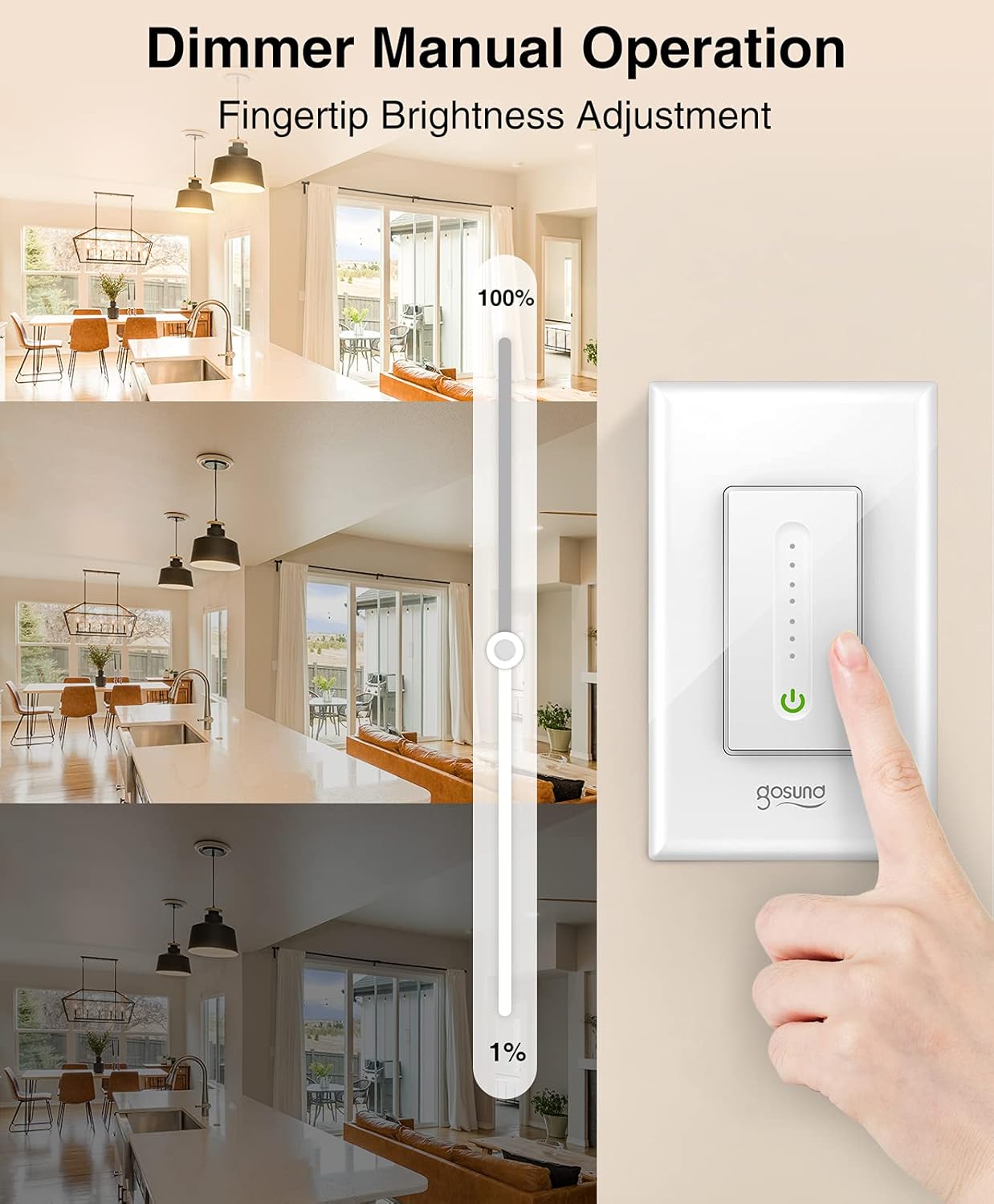 Smart Dimmer Switch, WiFi Smart Light Switch Work with Alexa and Google Home, Neutral Wire Needed，Remote Control,Single-Pole， No Hub Required