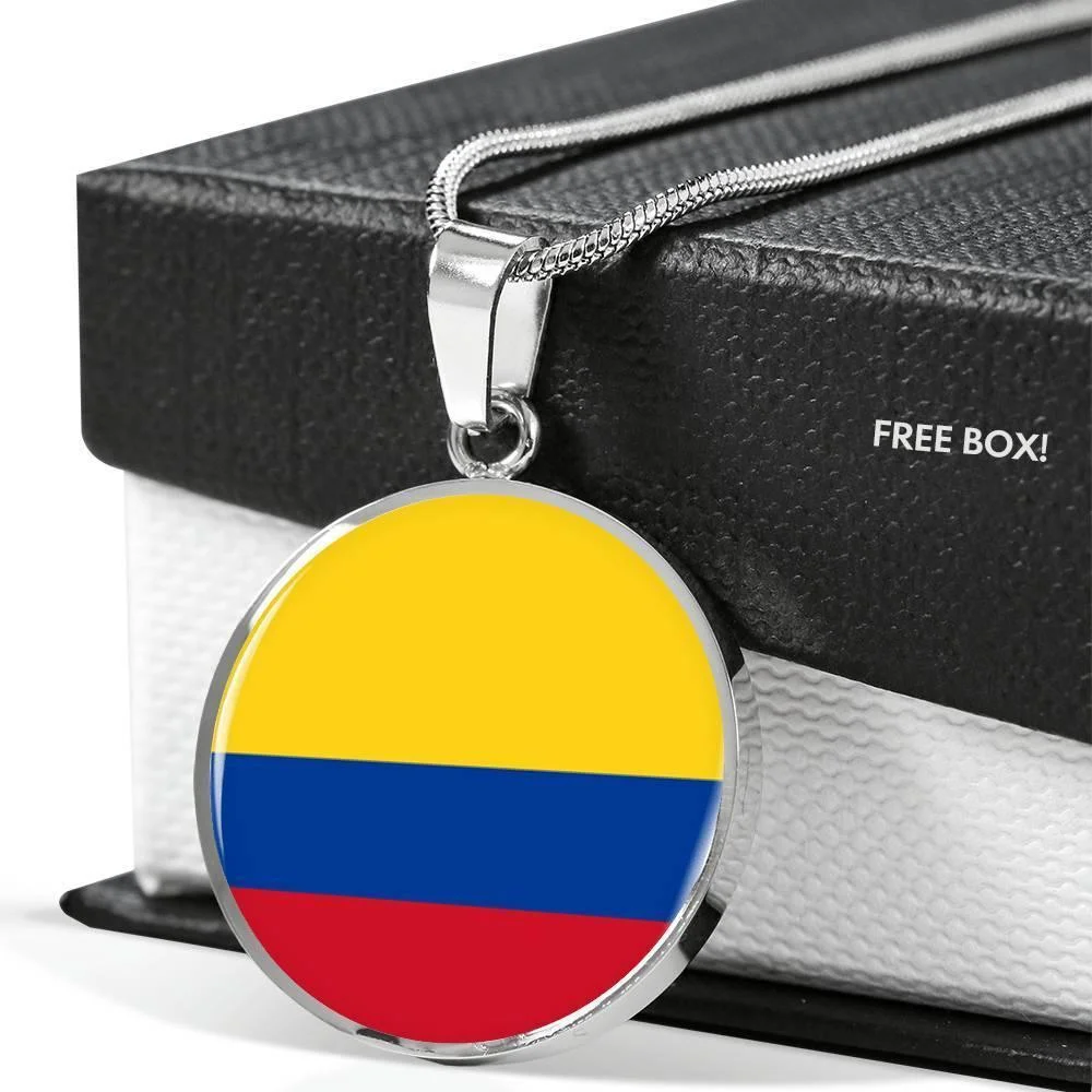 Colombia Flag Necklace Stainless Steel or 18k Gold 18-22"