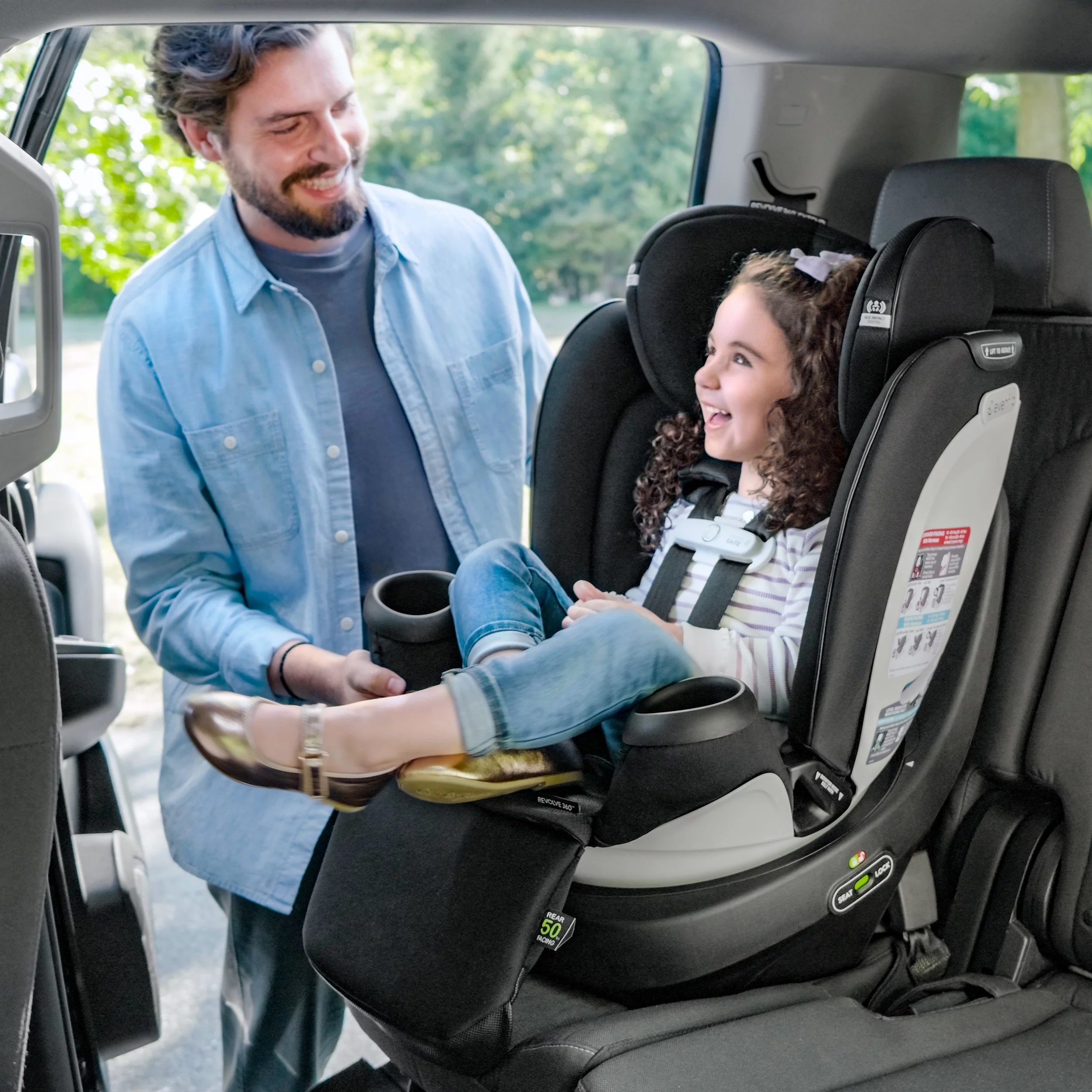 Gold Revolve360 Extend All-in-One Rotational Car Seat with SensorSafe (Moonstone Gray)