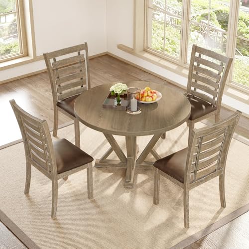 Dolonm Square Dining Table, Farmhouse Rustic Look Square Table for 4 Seaters, Antique Kitchen Table Counter Table, 1pcs Table for Kitchen