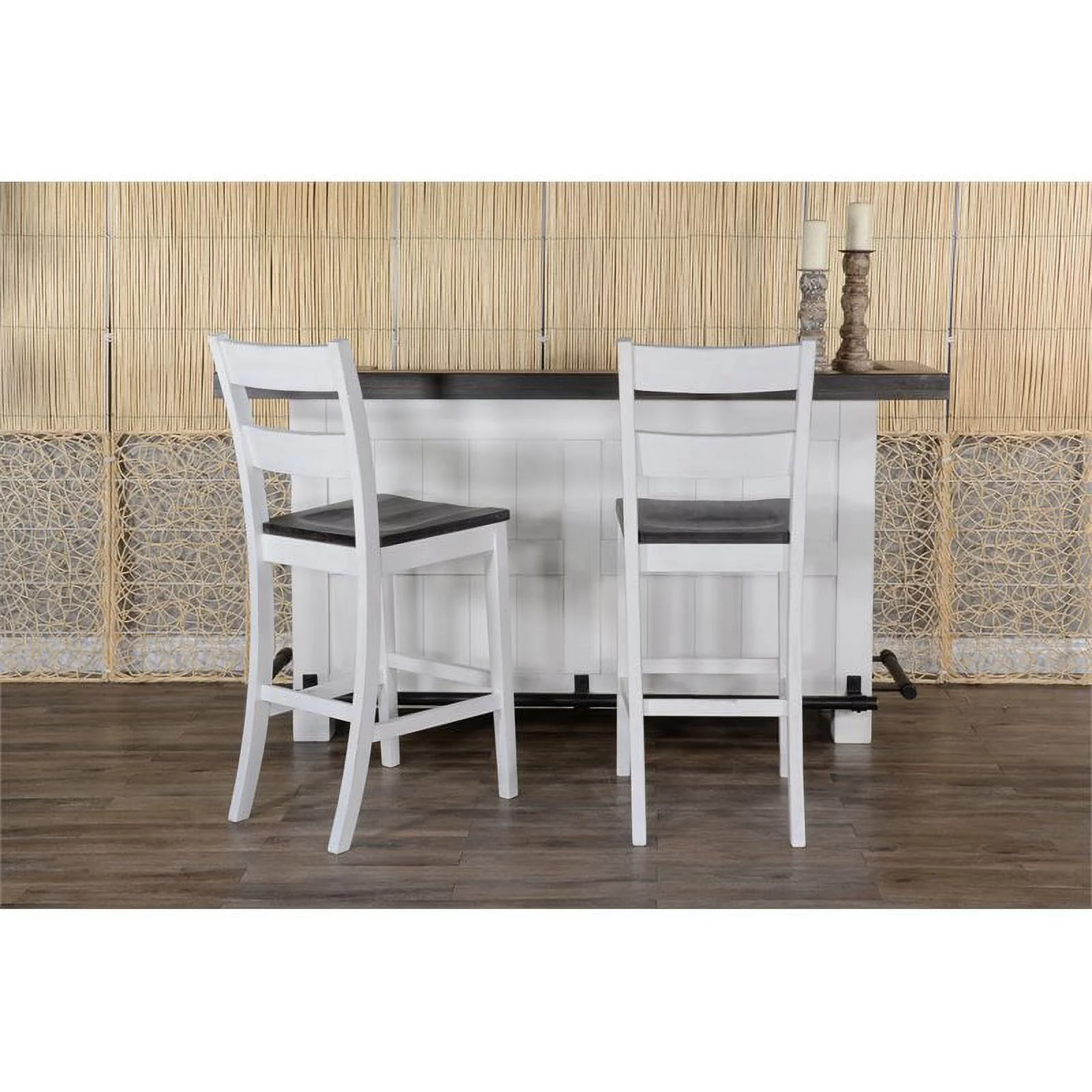 Pemberly Row Espresso Finish 78" Farmhouse styled Wood Bar Unit