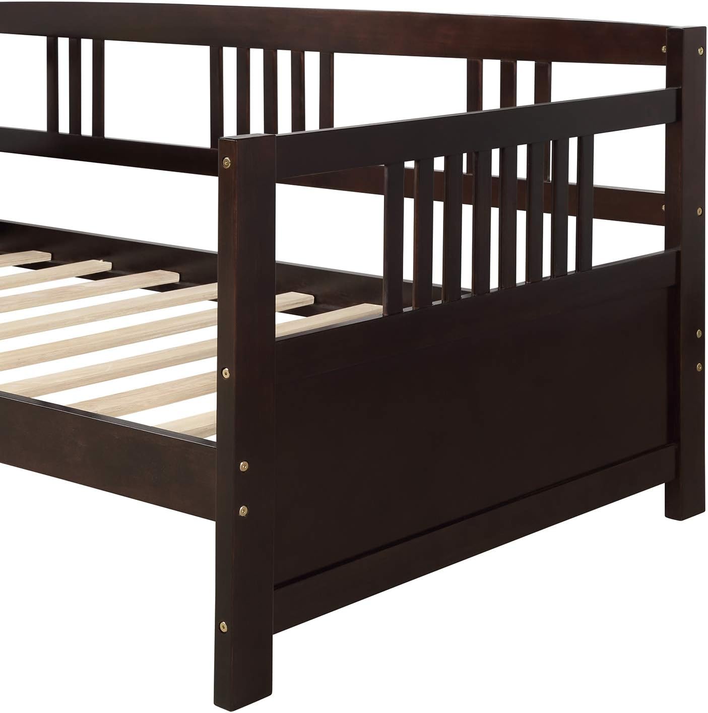 Modern Solid Wood Daybed, Multifunctional, Twin Size, Espresso