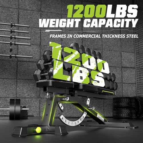 Weight Bench, Workout Bench for Home Gym with 1200 LBS Capacity, Adjustable Weight Bench with Heavy Duty Leg Extension and Preacher Pad